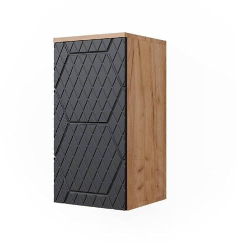 Vicco Badschrank Irma, Anthrazit mit Wabenstruktur, 30 x 59 cm | 2 Fächer, Badezimmer, zur Wandmontage geeignet und mit weiteren Irma Möbeln kombinierbar