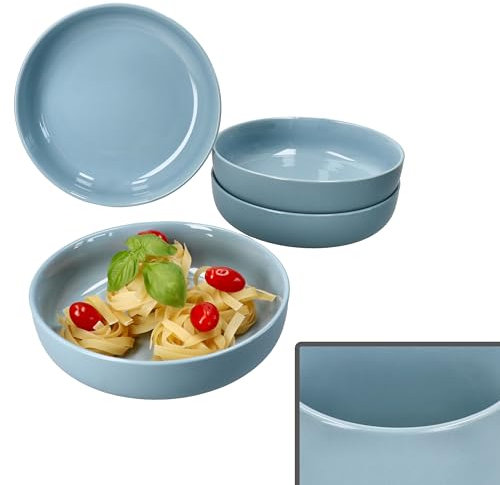 Ritzenhoff & Breker Jasper - Set di 4 piatti fondi, 610 ml, Ø 19,3 cm, piatti in gres per 4 persone, piatti profondi per insalata, zuppa, pasta & Co. per colazione, pranzo e pane da sera
