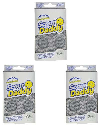Scrub Daddy Scour Daddy Style, Scourers Non Scratch Scrubbing Sponge, Scouring Pads, Kitchen Sponges for Dishes, Dishwashing Pan Scrubber, Cleaning Supplies, Dish Sponges for Washing up, Pack of 6