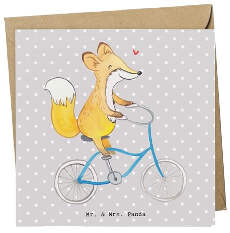 Mr. & Mrs. Panda Grußkarte Fuchs Fahrrad fahren - Geschenk, doppelkarte, Glückwunschkarte, Radsport, faltkarte, Radeln, Mountainbiking, anlasskarte, Trekking, Klappkarte