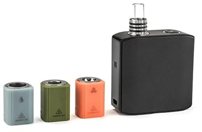 Trio III 3-in-1 Kit Vaporisateur Herbe Sèche & Cire & d'huile épaisse chambre de chauffage de remplacement, Contrôle de la température Herbal/Concentrate/Oil Vaporizer Vape Mod Kit (Black Kit)