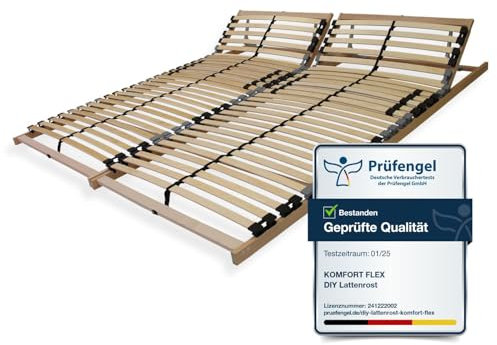 Sleepneo Lattenrost 160x200, Kopfteil verstellbar, Ergonomischer 7-Zonen-Lattenrost, Buchenholz, 28 Latten, Selbstmontage, hohe Traglast bis 150Kg