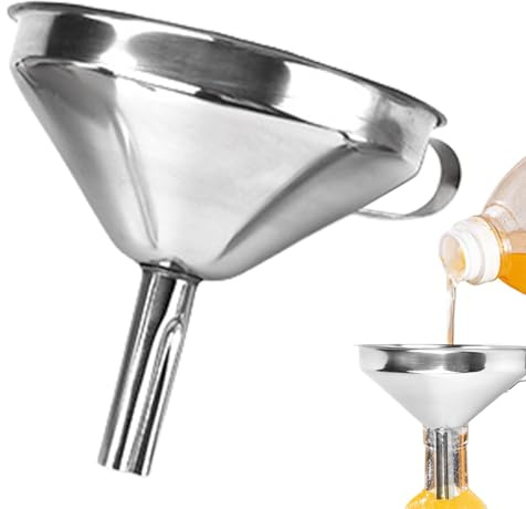 Embudo De Acero Inoxidable - Colador De Embudos De Enlatado, Líquidos De Embudo De Metal | Embudo Con Filtro De Pantalla, Embudo Colador, Embudo Colador De Malla Fina, Embudo Colador De Aceite Para Ho