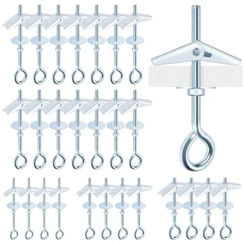 Mardatt Kit assortito di bulloni a levetta M5 x 75 mm, 15 pezzi M5 x 75 mm, bulloni a levetta a molla, ancoraggi a farfalla resistenti per cartongesso con dado ad alette per lampade a sospensione