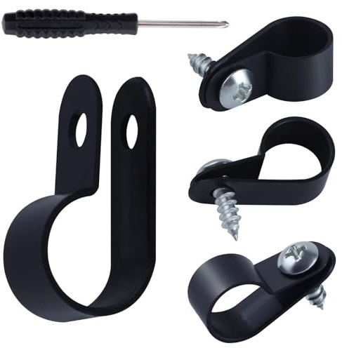 LEONTOOL 100 Pack 1/2 Zoll Seil Lichtklemmen mit Schrauben, Typ R Kabelklemmen, Kabelklemmen, Nylon Kunststoff Montagekabelklemmen Außenkabelklemmen