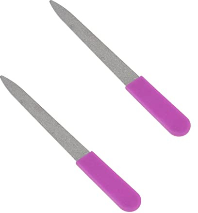 FOMIYES Limas de Uñas de Acero Inoxidable de Doble Cara, Herramienta Ligera y Confiable para Cuidado Profesional de Uñas en Salón, Pack de 2 Unidades