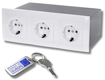 FortNovo Steckdosen-Tresor | Steckdosen-Safe mit 3er Steckdosen-Attrappe | Magnetische Blende & Spezialschloss | Wand-Tresor zur unsichtbaren Aufbewahrung | Geheimfach für Geld, Uhren & Schmuck (weiß)
