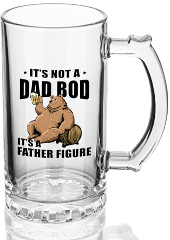 Joymaking Beer Glass Gift for Dad - It’s Not a Dad BOD, Father Day Gifts from Son Daughter, Dad Glass Tankard 0.5L