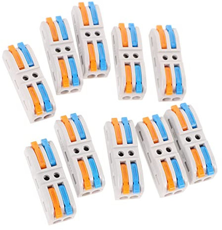 HEALEEP 10pcs 2-in 2-out Lever Nut Electrical Wire Connectors Compact Quick Splice Connector Blocks Spring Terminal for Wiring and Cable Splitting