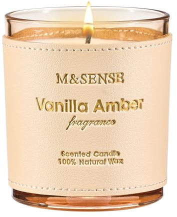 M&SENSE Vanille-Amber Duftkerzen im Glas, Blütenduft, 283g (42h), Entspannungsduft für Bad & Schlafzimmer,Geschenke für Frauen/Männer,Deko Schlafzimmer/badezimmer
