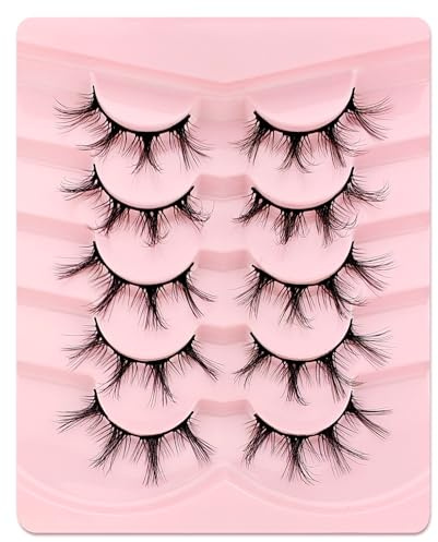 FDH-01 FDH-01 Lot de 5 paires de faux cils 3D œil de chat, volume moelleux, aspect naturel, réutilisables, faits à la main, faux cils de maquillage