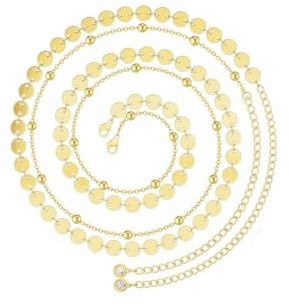 RIXERKOC Gold Taille Kette für Damen, 18K Vergoldet Layered Belly Chain Einstellbare Wasserfest Sexy Bikini Satellit Perlen Kette Sommer Nicht Anlaufen Körperketten Schmuck Geschenke für Frauen (A)