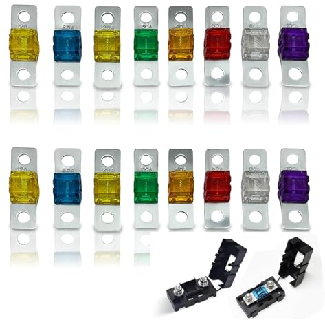 32V Midi Fuses, 16 Pcs Midi Fuse 20/30/40/50/60//80/100/120 Amps Automobile High Current Fuse for Car Marine Truck Marine Electric Hybrid Vehicle Motor