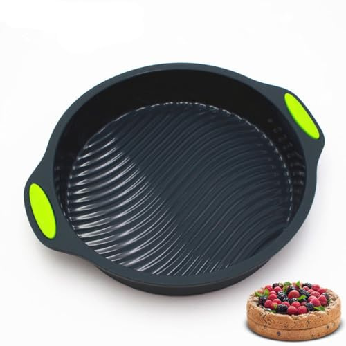 ueqtuiof Molde Para Hornear Pasteles De 9 Pulgadas, Lata De Silicona Para Pasteles,Antiadherente Molde Para Tartas, Moldes Tarta Silicona Para Hornear Para Tartas De Queso y Arcoíris (Gris Oscuro)