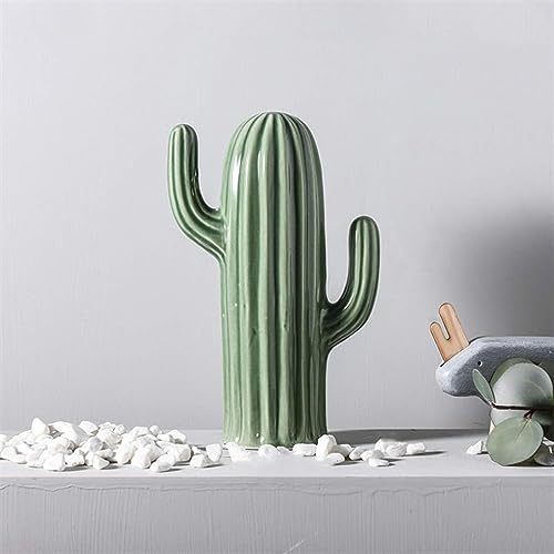 PIKITER Ornamento creativo in ceramica a forma di cactus, simulazione di pianta verde, decorazione da scrivania, regalo artigianale for la decorazione del soggiorno, 1 pezzo(L)