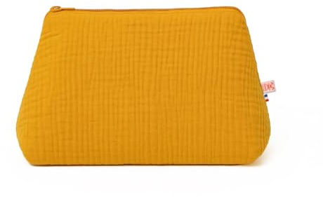 PAPATE Trousse de Toilette Bébé en Coton Bio – Douce et Imperméable – Made in France – Idéale pour Les Déplacements et Le Sac à Langer (Honey)