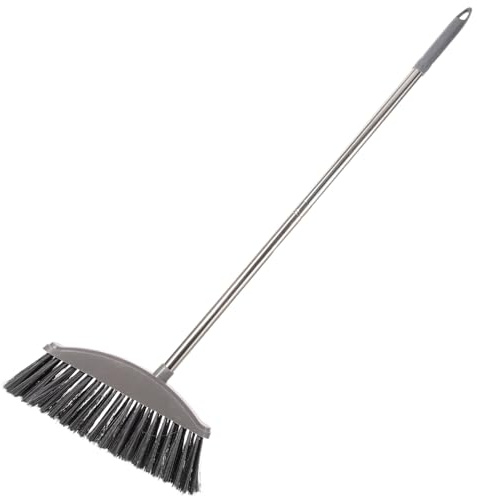 LALADEFIEE Stainless Steel Long Handle Cleaning Broom with Rigid Soft Bristles for Home Floor and Corner Dust Removal Small Space-Saving Household Sweeping Tool for Indoor and Outdoor Use