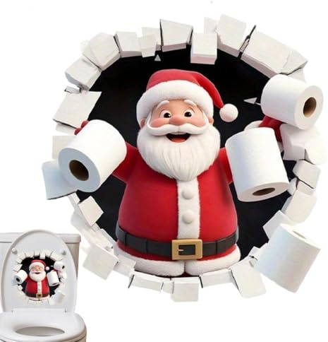 Weihnachtsmann Wandaufkleber, Selbstklebend Weihnachtsaufkleber | 3D Weihnachtsmann Bricht Durch Die Wand Effekt Weihnachts Fensteraufkleber Türaufkleber Toilettenaufkleber Für Badezimmer