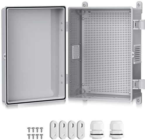 EYPINS Vattentät elektrisk dammlåda utomhus med värmeavgivningsfönster, elektrisk ram med ABS-plastskal, skarvlådor 40 x 30 x 16 cm, vit
