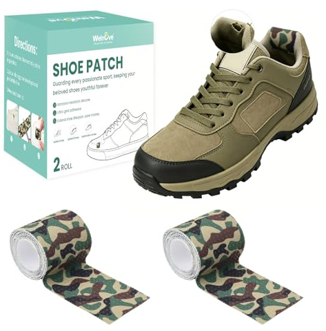 Welnove Nastro di riparazione per scarpe, per buco, camo, autoadesivo, per la punta, tacco sportivo, tennis, lavoro, escursionismo, scarpe da corsa (2 x 39 pollici, 2 confezioni)