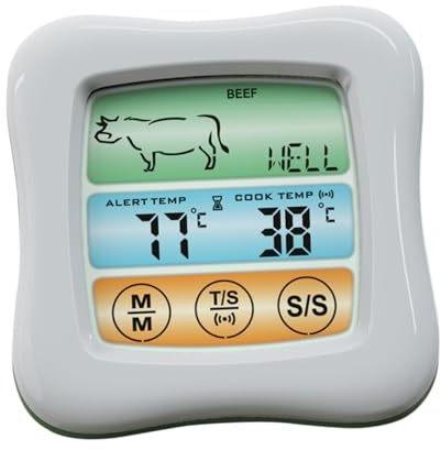 Veemoon Termometro a Sonda Digitale per Alimenti Touch Screen, Timer Integrato, Termometro per Carne da Forno e Barbecue, Gadget da Cucina per Uso Domestico, Unità Celsius/fahrenheit