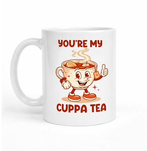 Silly Dog Designs - Funny Romantic Mug for Him or Her – Cute Food Pun Coffee Mug – Romantic Gift for Boyfriend Girlfriend Husband Wife Mum – 11oz White Ceramic Cup (You’re My Cuppa Tea)