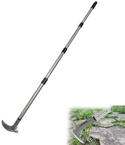 BOYIFEIJIE Fugenkratzer Unkraut 138 cm - Justerbar ogräsborste med tandad kant & långt handtag - Ergonomisk ogräsborste för trädgård, gård & trottoar - Rostfritt stål & lätt
