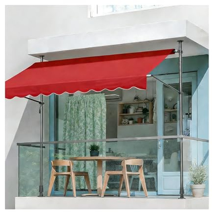 YFAURNDE Store Banne sans PerçAge Auvent，Auvent RéTractable RéSistant，Facile à Installer, Angle Et Hauteur RéGlables, RéSistant Au Soleil, à La Pluie Et Aux UV.(Burgundy,300CM/118in)