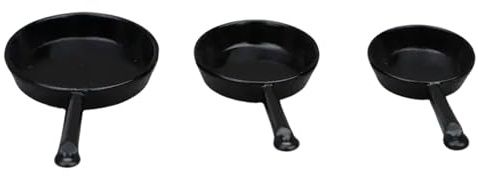 LXJLXD Set di 3 padelle in miniatura per case delle bambole in scala 1/12, accessori da cucina per progetti artigianali, modellismo, decorazione, utensili da cucina in miniatura