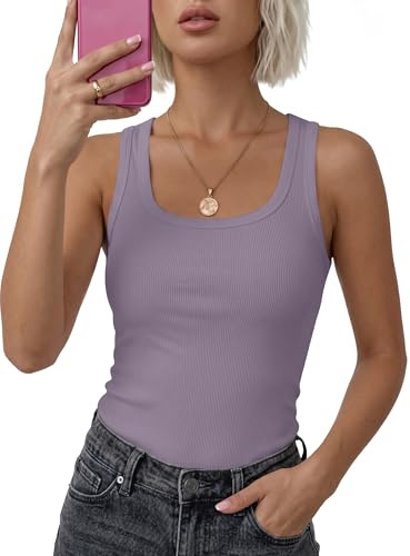 DUOEASE Canotta Donna Estiva Girocollo Slim Fit Top Donna Elegante Senza Maniche Canottiera Tinta Unita Sexy