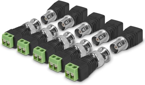 kwmobile 10x Connettore BNC Terminal Block - Set 5x Adattatori maschio e femmina - Adattatore BNC cavo coassiale per videocamera CCTV cablaggio reti