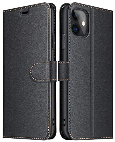 ELESNOW Hülle für iPhone 11, Premium Leder Klappbar Wallet Schutzhülle Tasche Handyhülle mit [Magnetisch, Kartenfach, Standfunktion] Case Cover für Apple iPhone 11 (Schwarz)