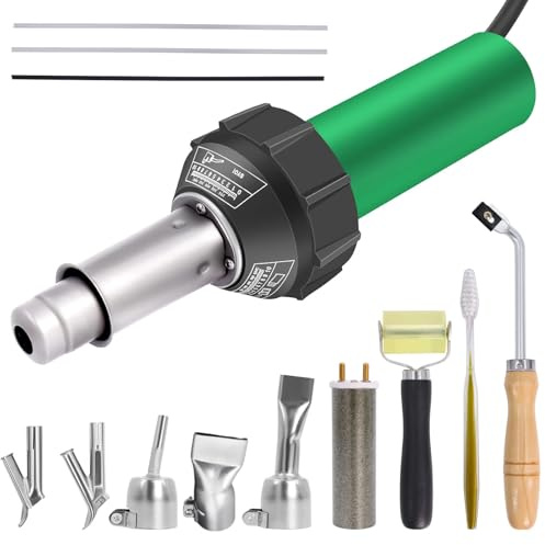 Kit de Soldadura de Plástico Gekufa 1600W - Pistola de Aire Caliente de 100V con Control de Temperatura Ajustable, Múltiples Boquillas para PVC, TPO, Reparación de Vinilo, Parachoques de Coche, Techos