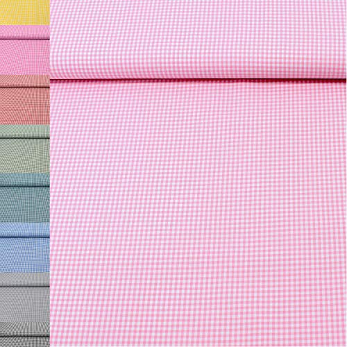 MAGAM-Stoffe Mona Vichy-Karo klein Baumwollstoff Oeko-Tex Meterware 50cm (03. Rosa)