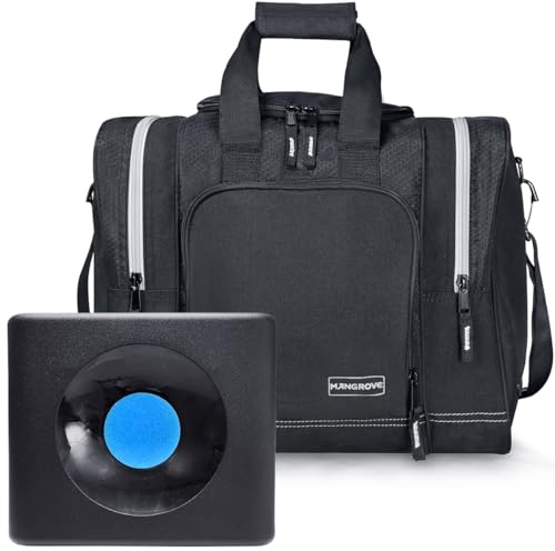 Mangrove Bowlingtasche für Einzelball, 2020 Bowlingball, Tragetasche mit gepolstertem Ballhalter, passend für Bowlingschuhe bis Herrengröße 42 und Zubehör (schwarz)