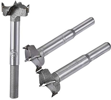 sourcing map Forstner Holzbohrer, 22 mm, 23 mm, 24 mm Durchmesser, Lochsäge, Hartmetall-Legierung, Stahlspitze, Rundschaft, Schneiden für Scharnier, Sperrholz, Holz, Werkzeug, 3-in-1 Set