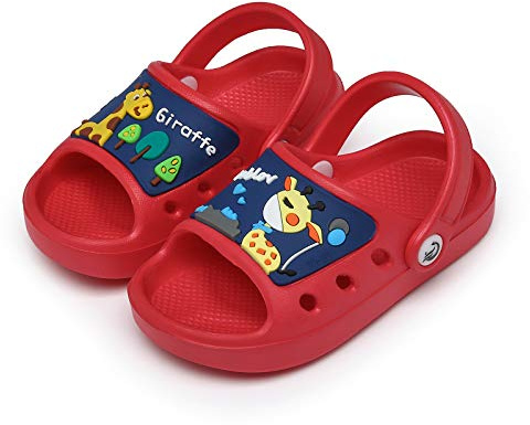 CELANDA Ciabatte da Spiaggia per Ragazzi e Ragazze Antiscivolo Pantofole da Bagno Bambini Morbidi Scarpe da Piscina Interno Esterno Estive Sandali Rosso-B 30/31 EU