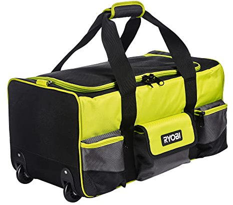 RYOBI - Borsa con fondo rinforzato su ruote (56 x 29 x 30 cm) per 4 o 5 utensili - 2 ruote e manico telescopico per un facile spostamento - Capacità: 49L