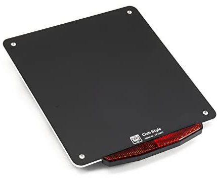 Delta Parts - Clubstyle Kennzeichenplatte inkl. Reflektor Rückstrahler für Motorrad – Kennzeichenhalter mit Katzenauge hinten - Reflektor inkl. Halteblech aus Aluminium selbstklebend