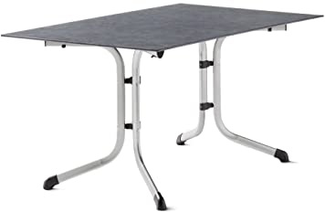 SIEGER Boulevard Platte. Klapptisch, Polytec-Dekorplatte und Stahlrohr-Gestell, Graphit/Schiefer anthrazit, 140 x 90cm, 5170-20 KT