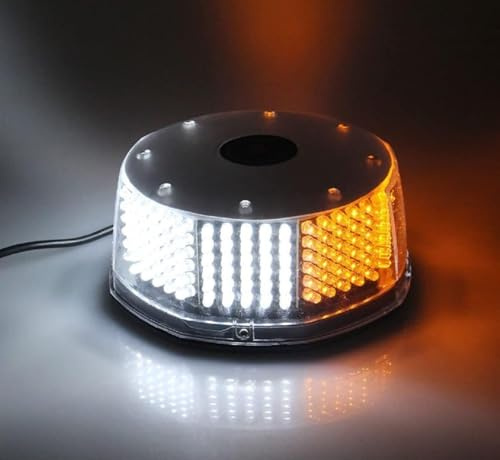 Luce Strobo da 240 LED con Lampeggiante per Auto con Fissaggio Magnetico, Luci di Segnalazione per Camion, Faro Strobo Flash con Spina da 12V per Accendisigari (Giallo Bianco)