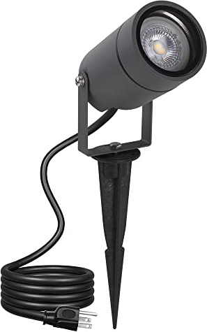 DAWALIGHT Outdoor Spot Light, Landscape Lighting 6W Spotlight for Yard, Replaceable GU10 Bulb 110V 3000K IP65 Waterproof, Aluminum, 5ft Cable Garden Patio Driveway House,Dark Grey