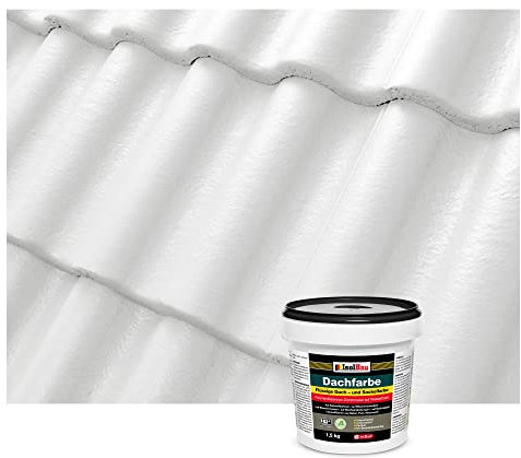 Isolbau Dachfarbe - 1.5 kg RAL Farbe Fassadenfarbe Nano Dachlack Sockelfarbe Wetterfest - Lösemittelfrei, Wasserdicht, UV-beständig - Weiß