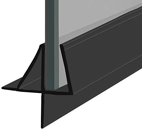 Shower or Bath Screen Door Seal | Fits 4, 5 or 6mm Glass | Seals Gaps of Up to 10mm | 80cm, 90cm, 140cm, 200cm or 250cm Long | Clear or Black | SEAL115 (Black, 80cm)