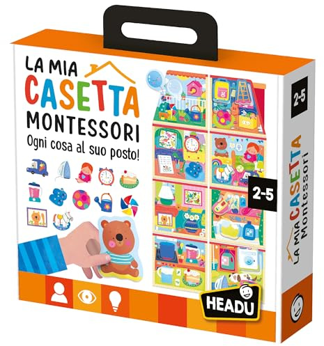 HEADU - Mein Montessori-Haus - Alles an Ihrem Platz! Neue Version | Montessori-Spiele 2 3 4 Jahre, Lernspiel für Kinder, Steckspiele, Geschenk für Kinder, Geschenk für Mädchen, Made in Italy