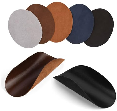 Ellenbogen Patches Zum Aufbügeln,Ellenbogen Patches Leder, 1 Packung Bügelflicken ovale Form PU Leder Patch Reparatur Nähen Ellenbogen- und Knieflicken Kleidungszubehör