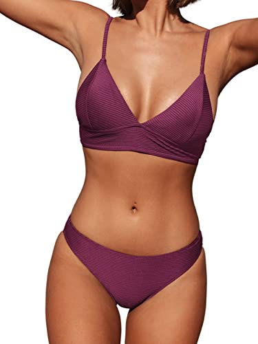 CUPSHE Bikini Damen Set High Waist Crossover Bustier Elegant Swimsuit
