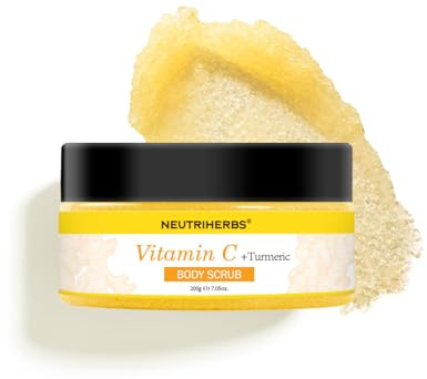 Neutriherbs Turmeric Vitamin C Body Scrub, 200G-Body Exfoliating Scrub For Skin Brightening, Dead Sea Salts for Bath, Gentle Body Exfoliator-Deep Cleansing & Hydrating For Back Acne, Bumpy, Dull Skin