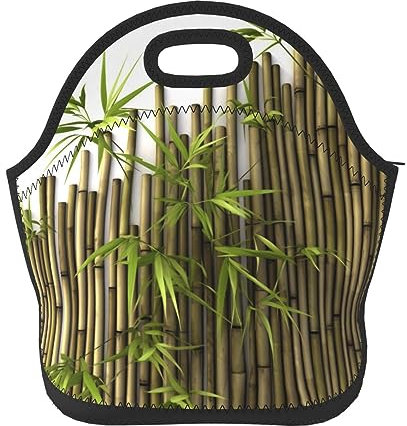 Ousika Neoprene Lunch Bag for Women Men Spring Bamboo Insulated Lunch Box Portable Lunch Tote Bags Reusable Lunchbox Washable Lunch Container Box Travel Picnic Camping Lunchbag