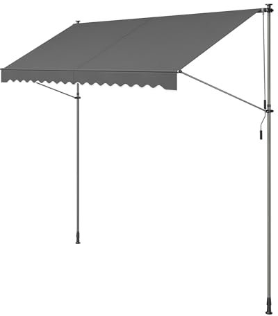 SONGMICS Klemmmarkise, Balkonmarkise, höhenverstellbar, mit Handkurbel, Sonnenschutz, für Balkon, Terrasse, Garten, 350 x 120 cm, anthrazit GSA352G02